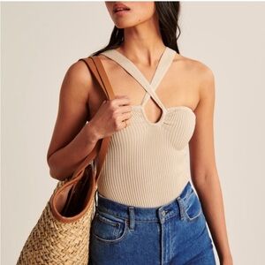 Abercrombie twist halter ribbed bodysuit